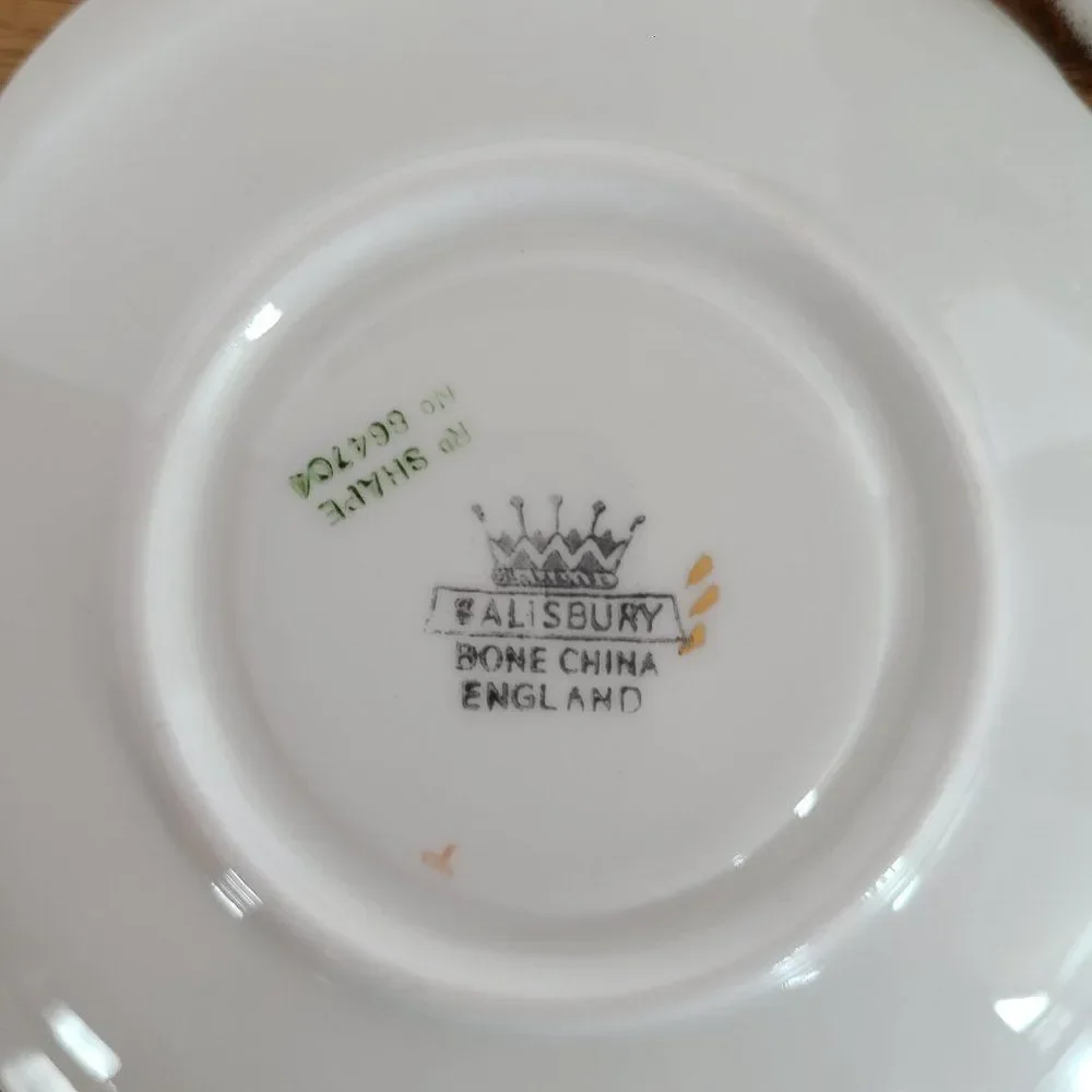 Vintage Salisbury Floral Tartan Teacup and Saucer Bone China England Coffee Tea